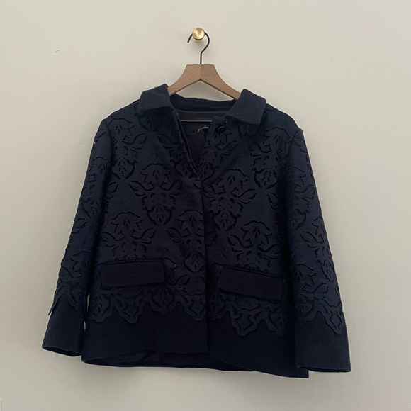 Ann Taylor Jackets & Blazers - Ann Taylor Blazer Coat Jacket Navy Blue Lace Detail Women’s 10